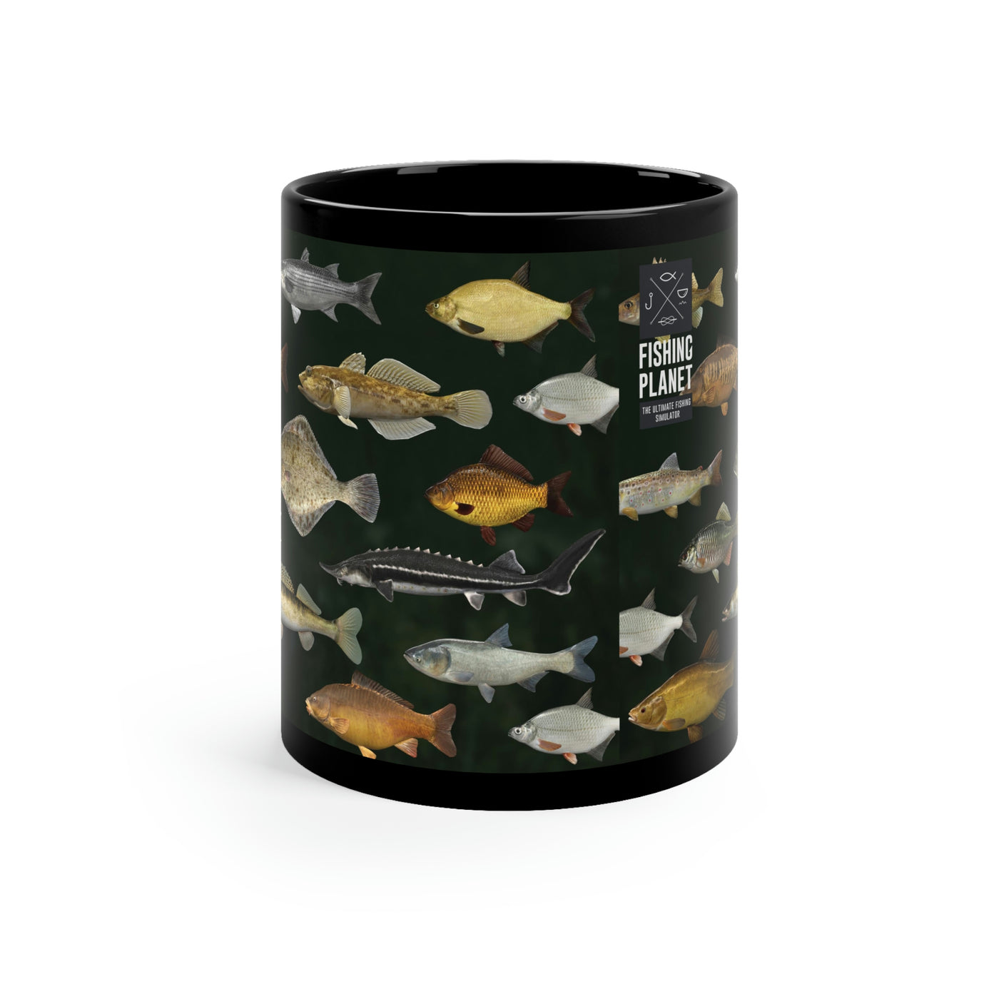 Fishing Planet Fishes Black Mug (US shipping)