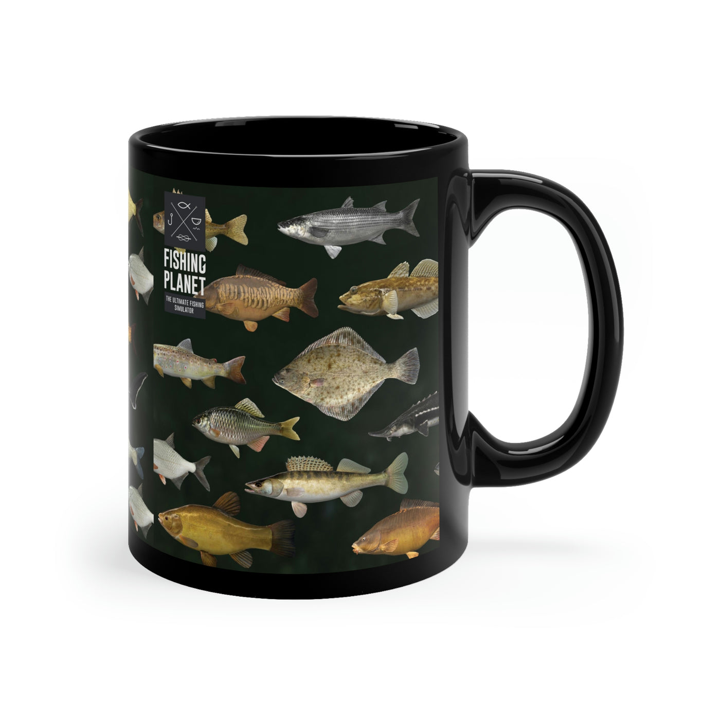 Fishing Planet Fishes Black Mug (US shipping)
